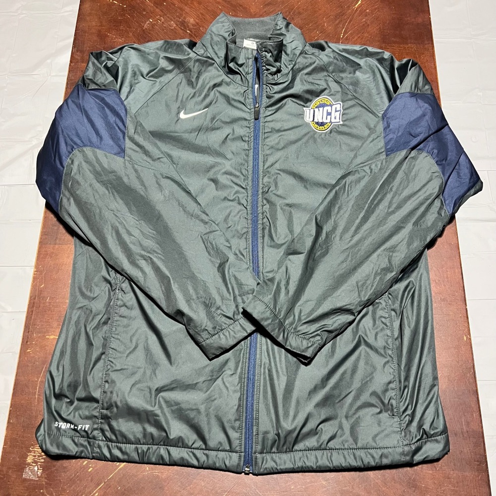 Nike Storm-FIT UNCG Spartans‎ Full Zip Jacket XL Grey Navy Blue Windbreaker Mens